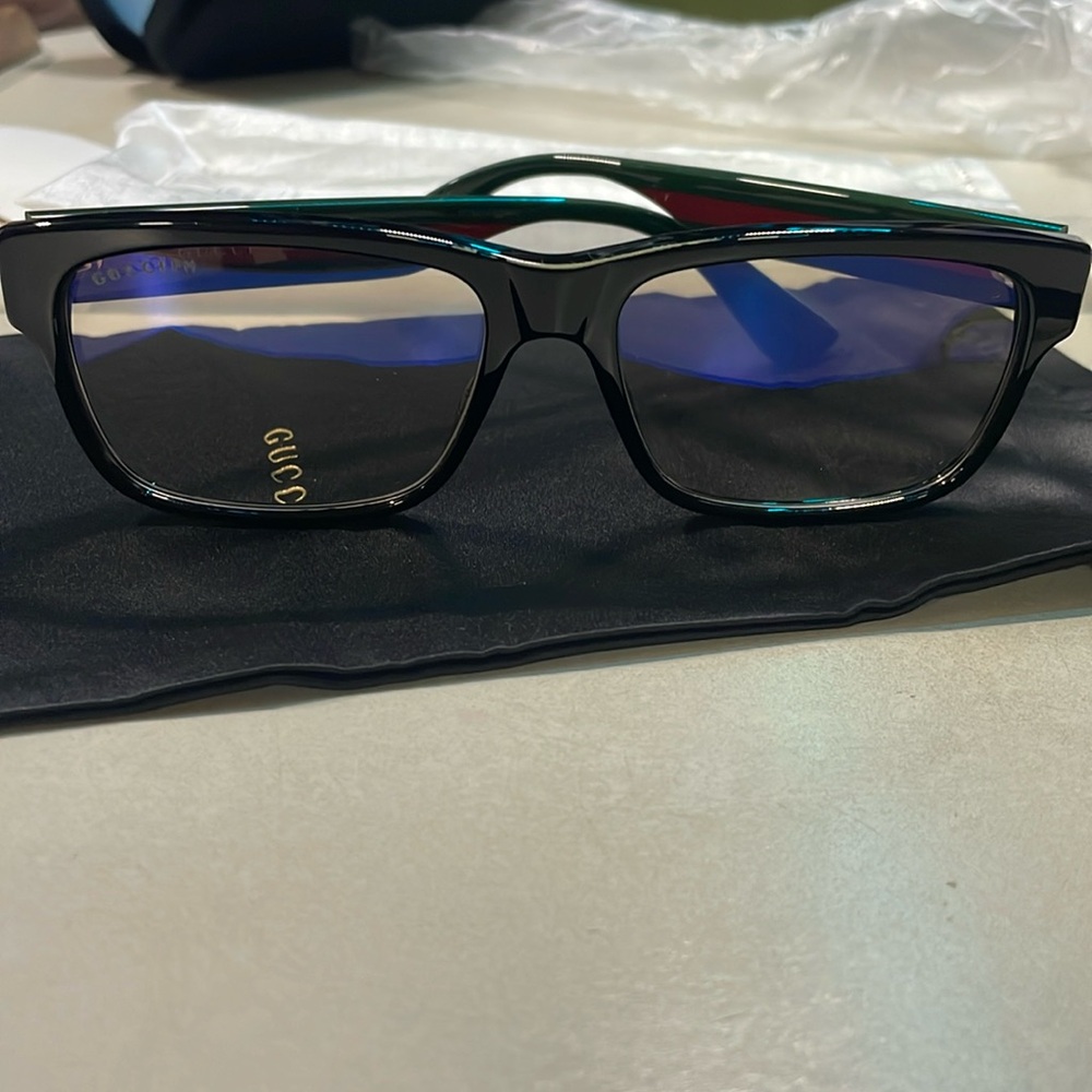 Gucci Logo Rectangular Sunglasses - Clear/Grey Le… - image 2